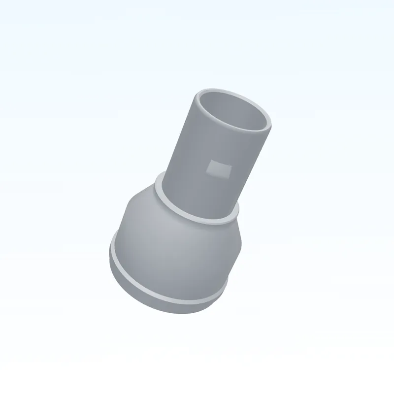 3D-Modell eines grauen Schlauchadapters mit konischem Übergang zwischen zwei Durchmessern
