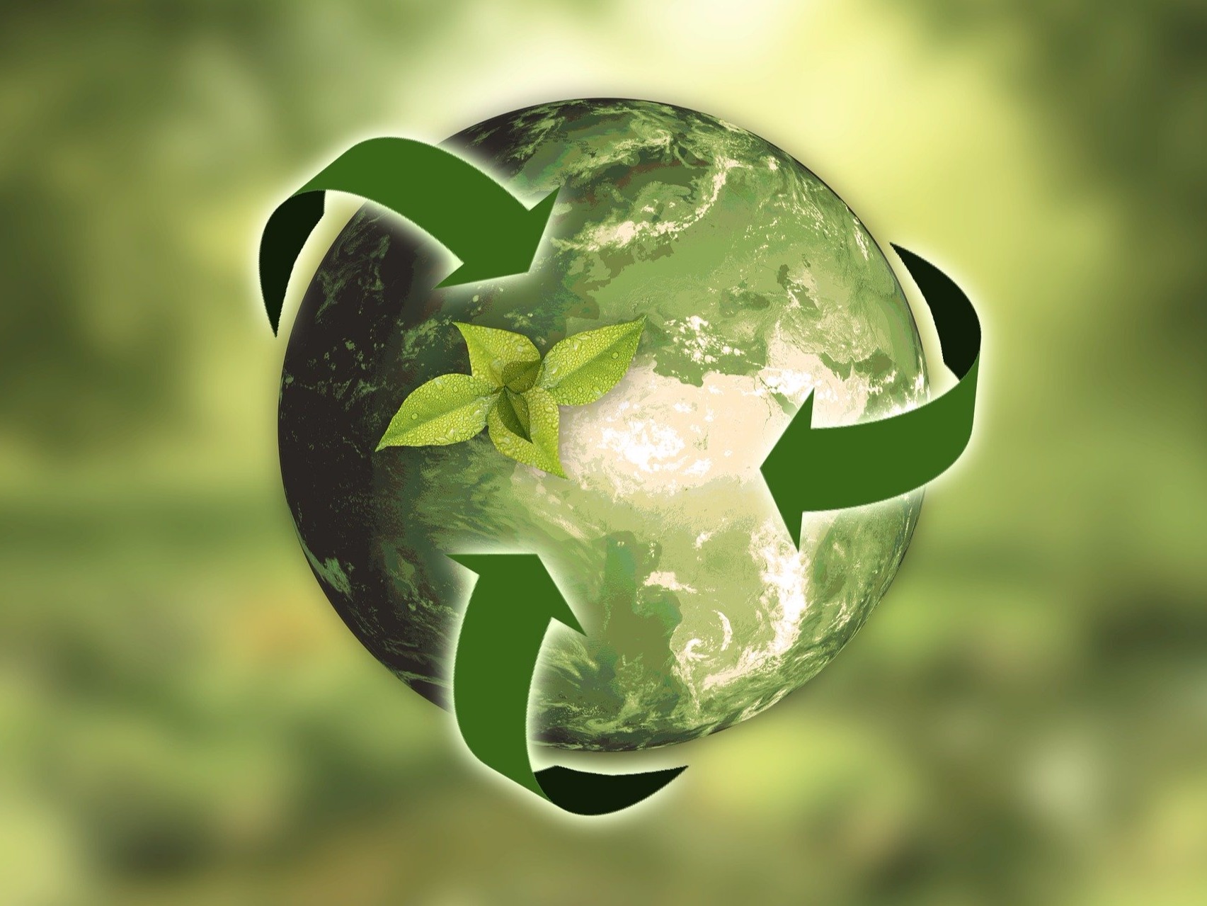 grüne Erdkugel mit recycling Pfeilen